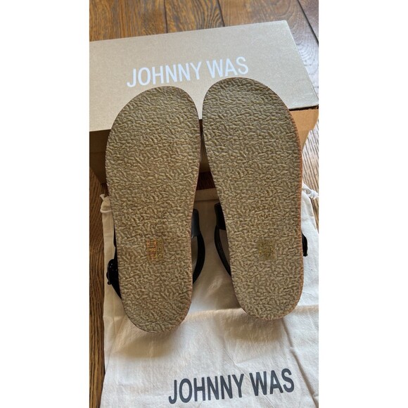 $258 NIB Johnny Was Double Band Leather Sandal Size 10 Ombre Multicolor Floral - Picture 7 of 10